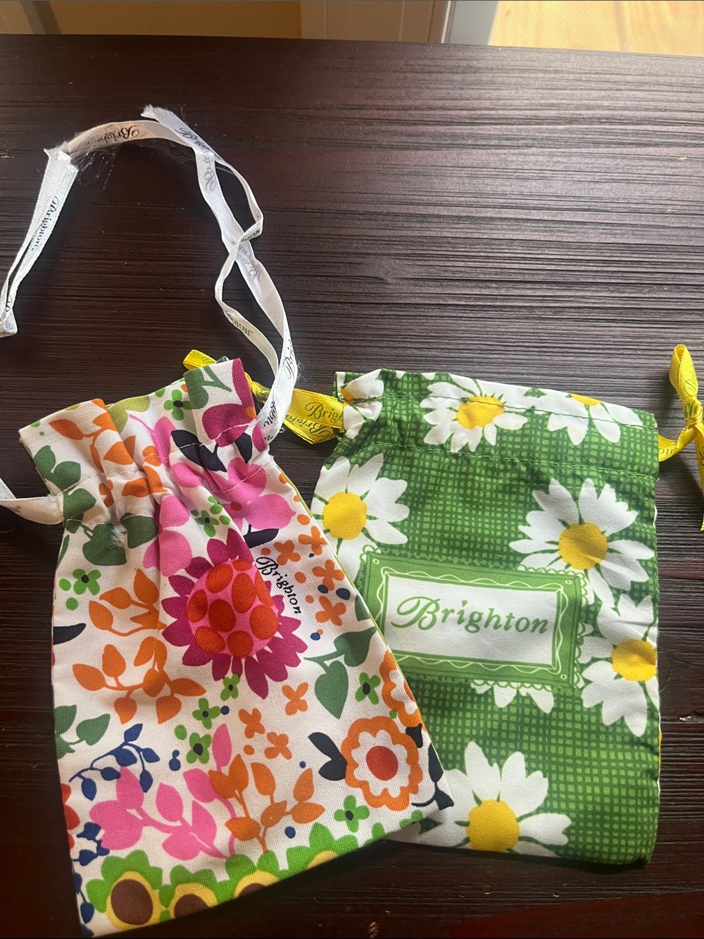 Brighton Floral Drawstring Pouch Duo in Pink, Orange & Green